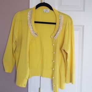 KateSpade Yellow Cardi Pearls